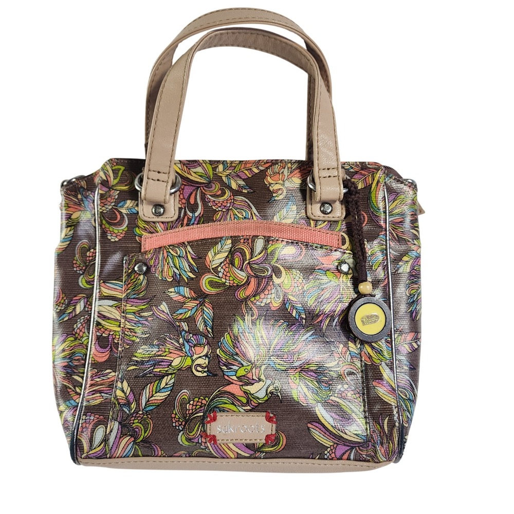 Sakroots Womens Mini Tote Hand Bag Purse Coated Canvas Bird‎ Print *NO STRAP - Picture 8 of 16